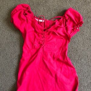 Reformation-style mini lace up dress